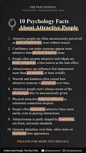 Facts About Attractive People #psychologyfacts #attraction #iq