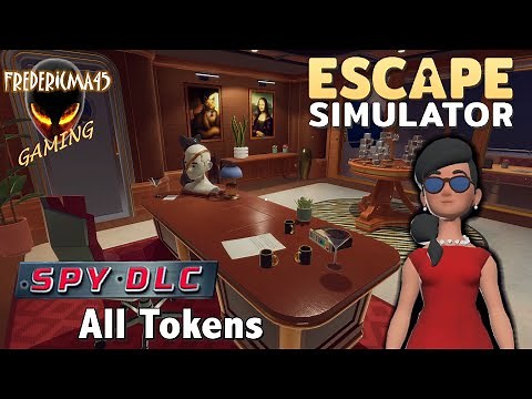 Escape Simulator SPY DLC FULL Walkthrough 4 Rooms / All TOKENS Location