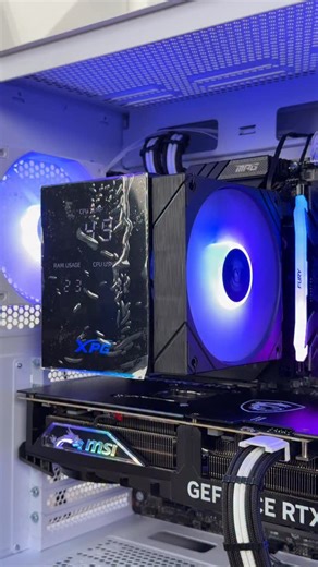 Impressive first attempt at air cooling. Dual-tower with 6 pipe direct-contact copper base and up to 250W of cooling power. This is @xpg_global MAESTRO PLUS 62DA air cooler with a digital display on the top that is magnetically removable. It connects to the top part of the cooler eith pogo pins and controlled via XPG PRIME software. More details in my video review on my channel. ••••••••••••••••••••••••••••••••••••••••••••••• Follow me on @pc.crazy for more content! •••••••••••••••••••••••••••••