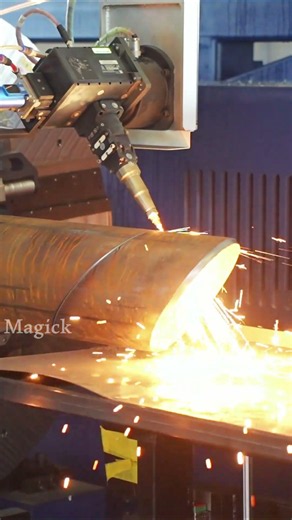 3-Chuck Side-Mount Laser Tube Cutter，On-site 240mm Round Tube Cutting#lasercuttingmachine #lasercut