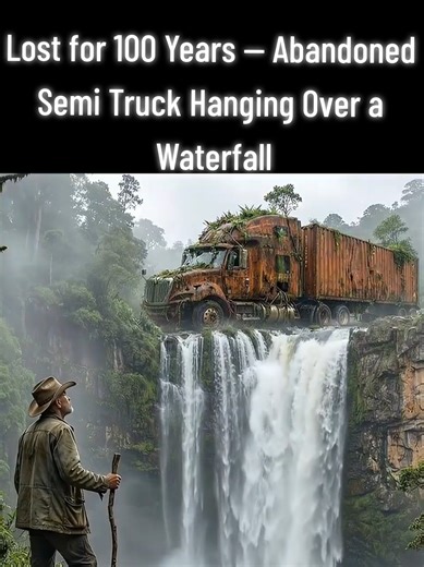 Lost for 100 Years: Abandoned Semi Truck Over Waterfall