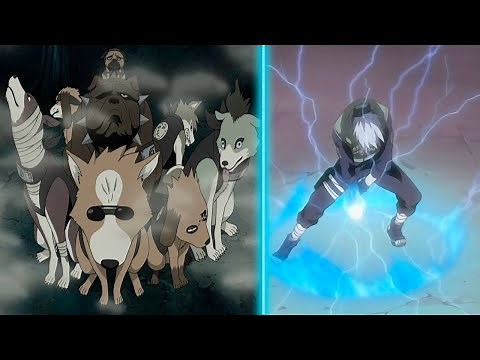Kakashi summons dog jutsu and uses raikiri vs Zabuza (sub English)