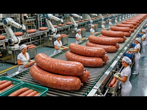 Inside a Modern Sausage Processing Factory | From Raw to Finished (Full Process)