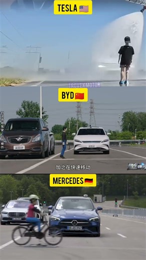 Tesla vs BYD vs Mercedes: The Ultimate Safety Test! 😱 #shorts