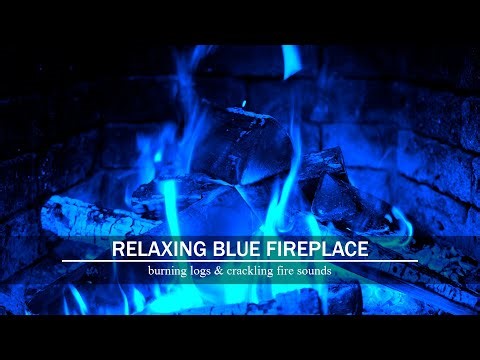 relaxing blue firepace ~ live streem ~ burning logs and crackling fire sounds 4k