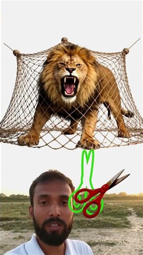 Free the lion trapped in the net 🦁💪🎯#lions #free #net #trapped #challenge #shorts #ytshorts