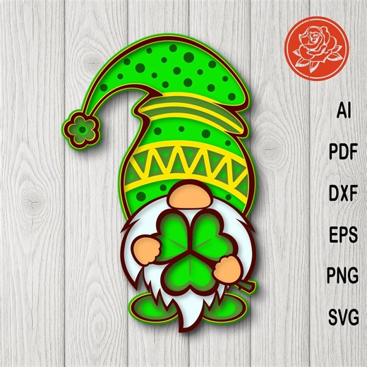 St Patrick's Day Gnome SVG: Layered Paper Craft Cut Files (digital Download) - Etsy