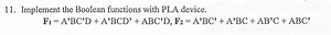 Implement the Boolean functions with PLA device.\mathrm { F } ... | Filo