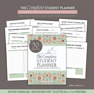 Student Planner PDF: Printable Academic Organizer for Teens & Homeschool - Etsy