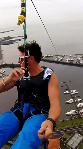 City zip line ride caught on camera