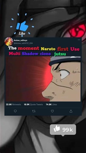 the moment naruto first time use multi shadow clone jutsu #naruto #sasuke#anime#kakashi#s #shorts