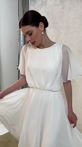 Elegant Chiffon Wedding Dress: Modest A-line Bridal Gown With Flutter Sleeves - Etsy