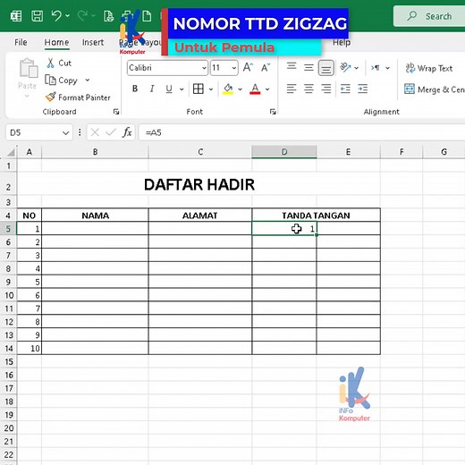 Membuat daftar hadir du excel #exceltips