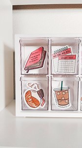 MY NEW STICKER ORGANIZERS ✨ Obsessed with these cute sticker cubbies! My home office definitely needed this. This organizer comes with dividers - I can now organize my stickers by design and size! No more scrambling to find what I need 😅 Also, you already know I had to show off all of my new upcoming stickers which have been designed by yours truly 🥰 - sharing more details on that later 👀 Which one's your favorite? ••• #stickerbusiness #stickershop #stickerorganization #stickerorganizer #craf