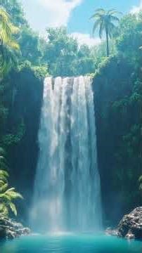 Tropical Waterfall 🌴 Relaxing Nature Sounds for Deep Relaxation & Peace