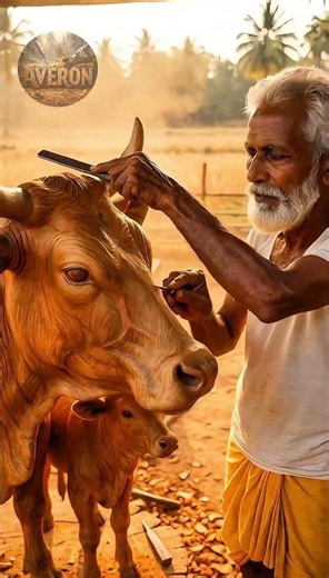 Mother Cow and Calf Wood Carving | Realistic Acrylic Painting Process | #woodcarving #woodstatue