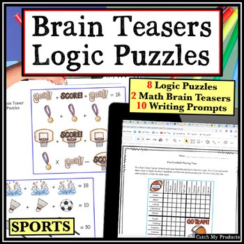 Math Brain Teaser Kids Activities or Logic Puzzle Math Emergency Sub Plans