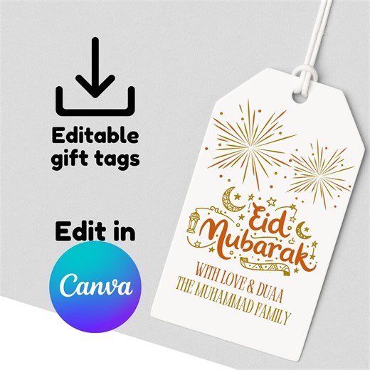 Editable Eid Gift Tags, Downloadable - Etsy