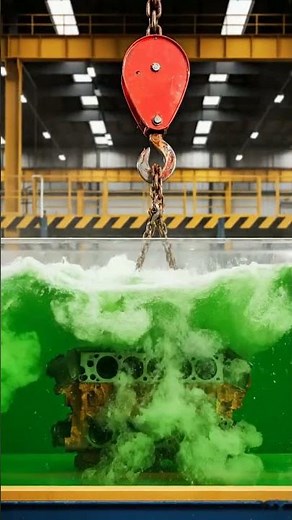 Extreme Engine Cleaning: Dipping a Rusty V8 Block in Green Chemical Bath 🧪✨