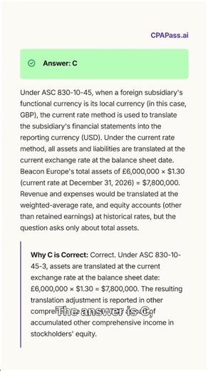BAR Exam: Consolidated Financial Statements Current Rate Method