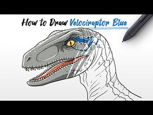 How to Draw Velociraptor Blue Head dinosaur from Jurassic World Dominion Easy Step By Step