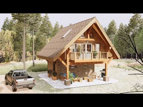 Cozy Timber Frame Cabin | 857 Sq Ft Small House Plan A17 Tour