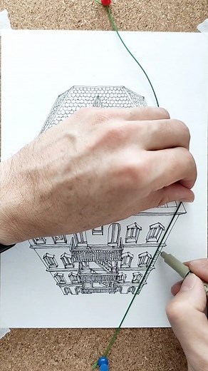 Drawing a magnificent building in a 2 point perspective...🤩 | Bkartchitect01