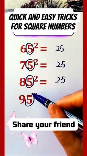 quick and easy tricks for square numbers #math #mathematics #trending #mathstricks #ytshorts
