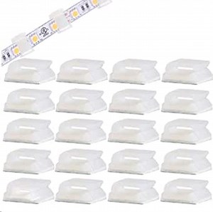 LED Strip Adhesive Mounting Clips KINDPMA 100 Pcs LED Mounting Self-Adhesive LED Strip Light Mounting Brackets Holder Light Clips Wire Management Clip for 10mm(3/8") Wide Strip Light