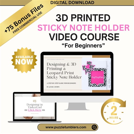 3D Printed Sticky Note Holder Video Course   75 BONUS Files - Learn How to Design & 3D Print - Digital Download - Online Class for Beginners - Etsy