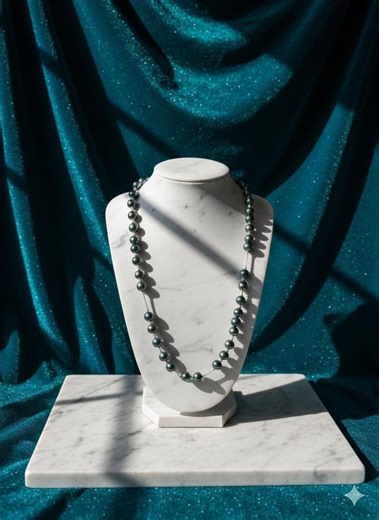 Natural Freshwater Peacock Green Pearl Necklace - Extra Long, Sterling Silver, Black Pearl - Etsy