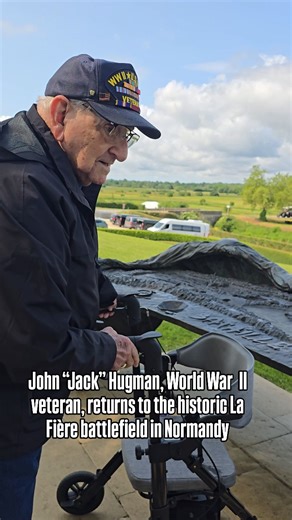 9.5K views · 6.1K reactions | John “Jack” Hugman, World War II veteran, returns to the historic La Fière battlefield in Normandy #lafiere #lafierebridge #NormandyBattlefields #normandy #dday #france #WWII #ww2 #worldwarii #veteran #ud #usa | Walk Among Heroes | Facebook