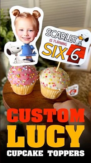 Snoopy Lucy Custom Cupcake Toppers | Peanuts Birthday Party