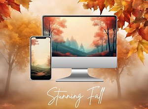 Autumn Forest Wallpaper - Foggy Fall Landscape Mobile Backgrounds (digital Download) - Etsy