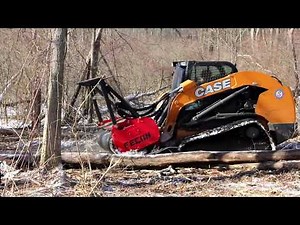 Lot Clearing with Fecon Forestry Mulcher on Case TV450 Skid Steer - Outside View Part 2