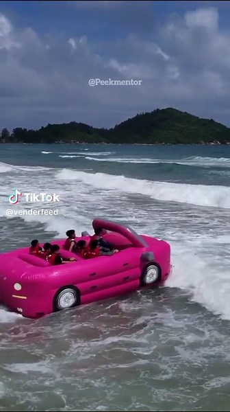 Colorful Pink Car Floaties for Fun at the Beach