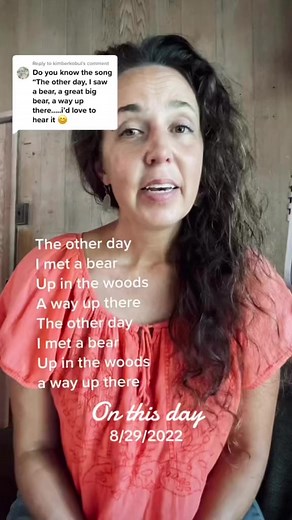 “The Other Day I Saw A Bear” is a repeat-after-me camp song. Full video is posted on my page, it was too long for a reel! #campsong #scoutsong #nostalgia #childhood #innerchild #oneyearago | Molly Whuppie Music