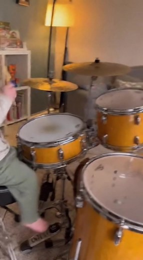 Tiny prodigy goes full rockstar—watch those sticks fly! 🥁✨ | Little Church Mouse