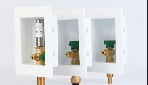 EFIELD Pex Ice Maker Outlet Box, 1/2-Inch Pex F1960 Expansion Fitting Connection with Installed 1/4-Turn Ball Valve, White, Stainless Steel Arrestor,(IM013)