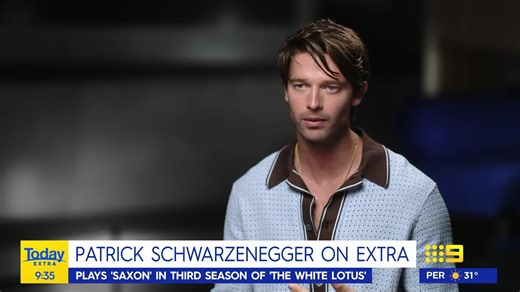 33K views · 254 reactions | Patrick Schwarzenegger plays the ultimate hyper-masculine 'finance bro' in the new season of 'The White Lotus', and his character is one that everyone loves to hate. Patrick is Down Under for only a couple of days, and he dropped by to speak with DC and Sylvia about what it's like working alongside a star-studded cast, and the unravelling of his character Saxon Ratliff. #9Today | WATCH LIVE 5.30am | TODAY | Facebook
