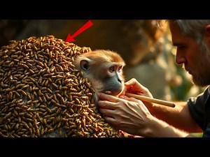 Monkey Stung by Wild Honey Bees Rescued by Team | Rescuing Wildlife Caught in Camera
