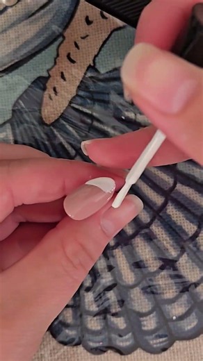 Simple beige w white tips nails