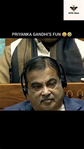Rare Fun Moment in Parliament 😄 Priyanka Gandhi × Gadkari #indianpolitician #domesticaffairs #news