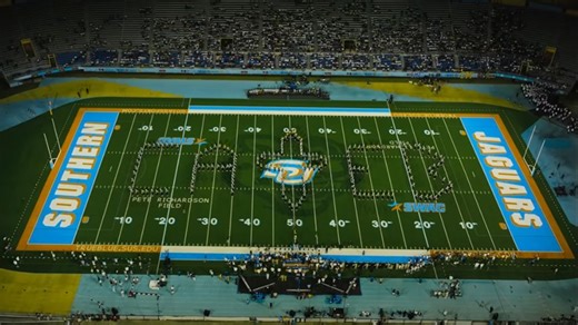WATCH: Southern's Human Jukebox pays tribute to Caleb Wilson during first home game's halftime show