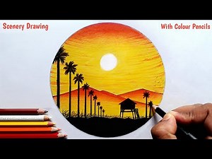 How to draw a Scenery with Colour Pencils || Easy scenery drawing for Beginners