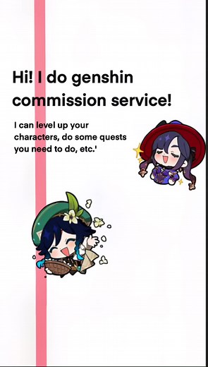 Genshin commision service!#genshincommisionservice #genshinimpact #genshin #Helpingplayers