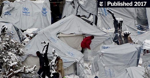 Wintry Blast in Greece Imperils Refugees in Crowded Camps