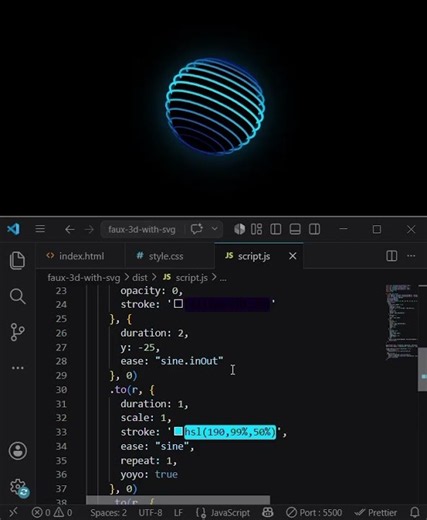 How to create Faux 3D by using HTML,CSS and JAVASCRIPT in VS code.