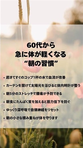 【60代から急に体が軽くなる朝の習慣】 #60代 #60歳代 #シニア #朝活 #習慣 #ストレッチ #体操