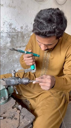 Simple Iron Wire Spring Making on Drill Machine | DIY Workshop Work #youtubeshorts